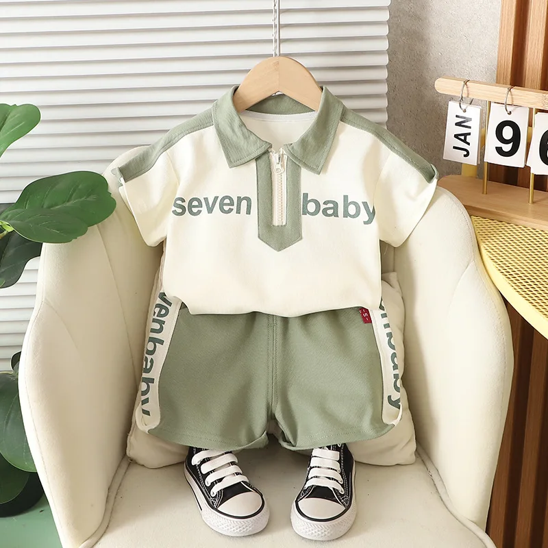 Conjunto de verano para bebé de algodón: camisa y pantalón corto