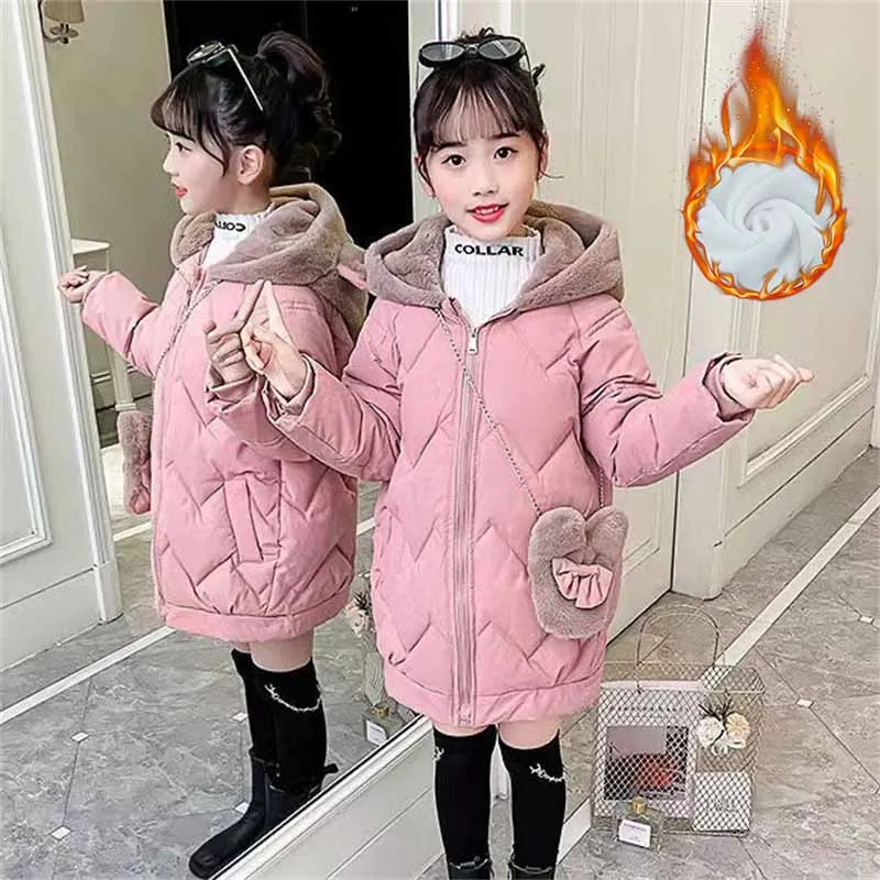 Parka acolchada de algodón con capucha para niña – Abrigo cálido de otoño - imagen 2