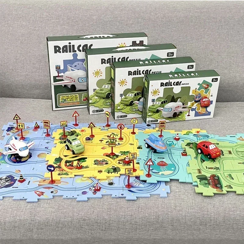 Piezas del rompecabezas y la estera de juego
