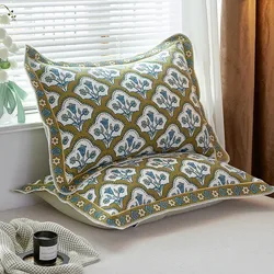 Funda de almohada muselina algodón con encaje y bordado