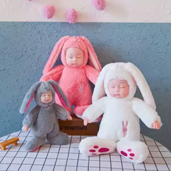 Muñeco de peluche de conejo dormilón suave con orejas largas