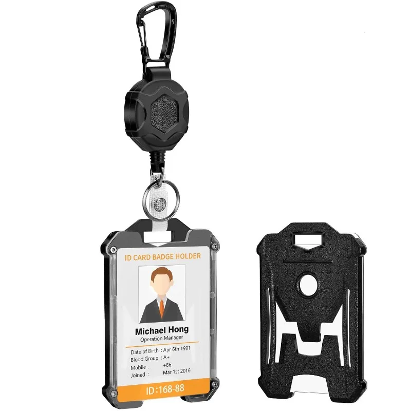 Llavero retráctil para insignias con soporte de tarjetas ID práctico - imagen 3