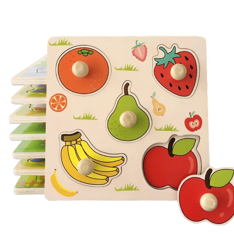 Puzzle Montessori de madera 3D – Animales y frutas para bebés - imagen 4