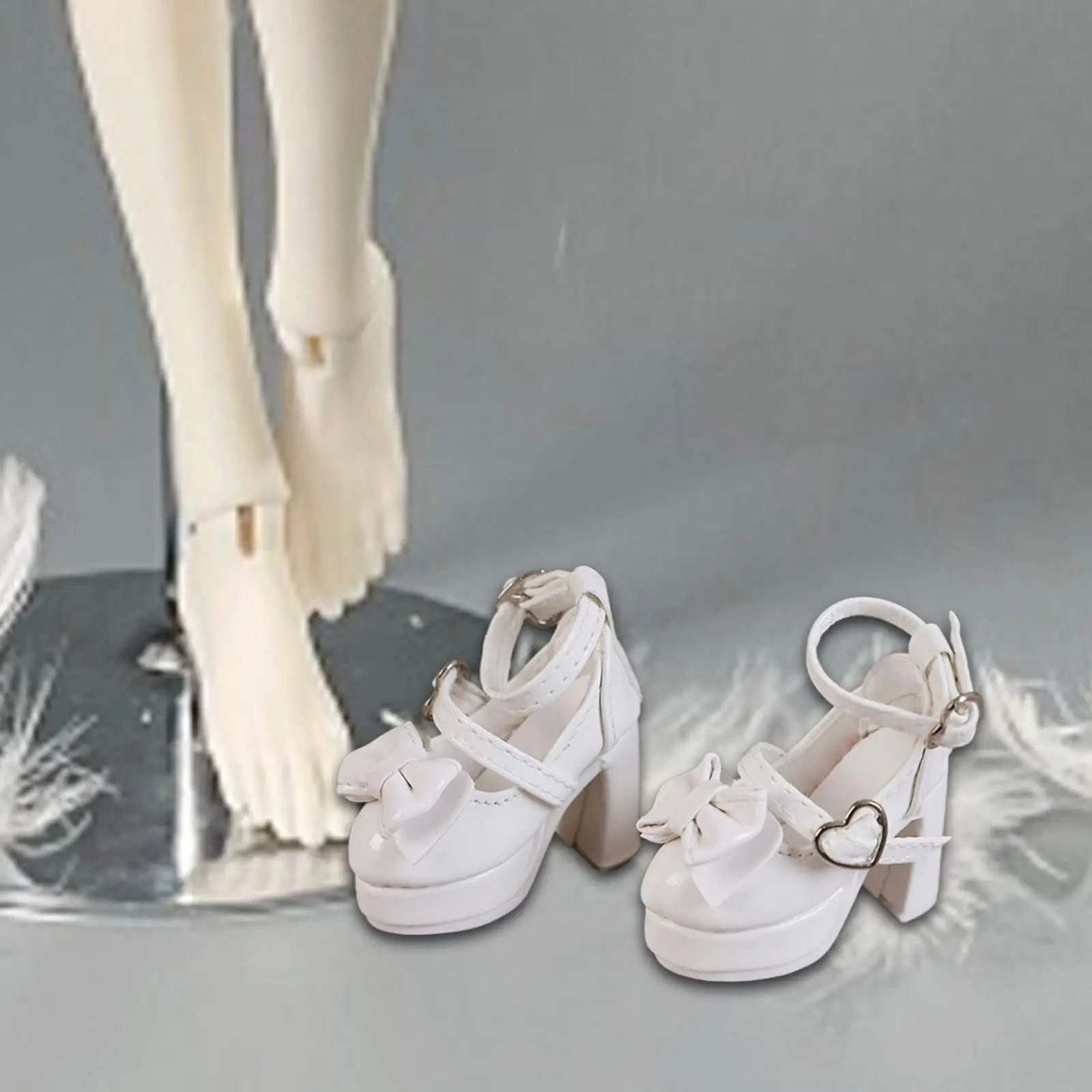 Zapatos de tacón alto para muñecas femeninas con hebilla de corazón - imagen 2