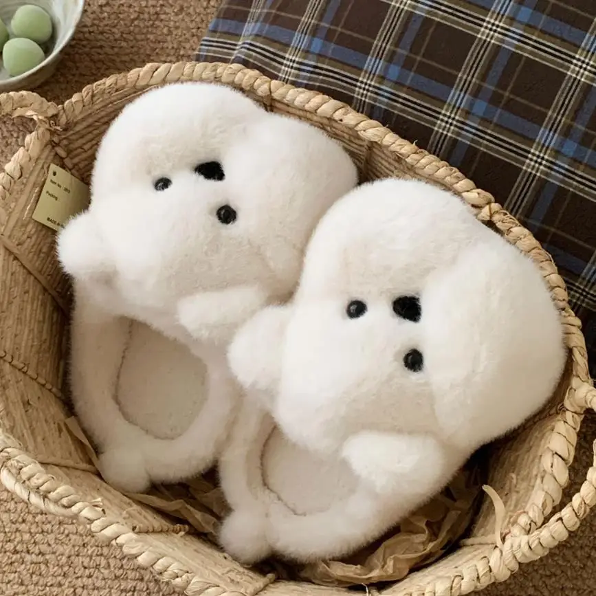 Pantuflas antideslizantes de algodón con suela para casa de oso - imagen 5