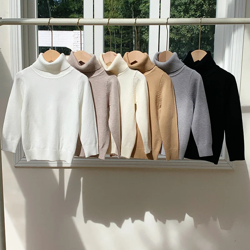 Jersey cuello alto cálido para niños, liso de invierno - imagen 2