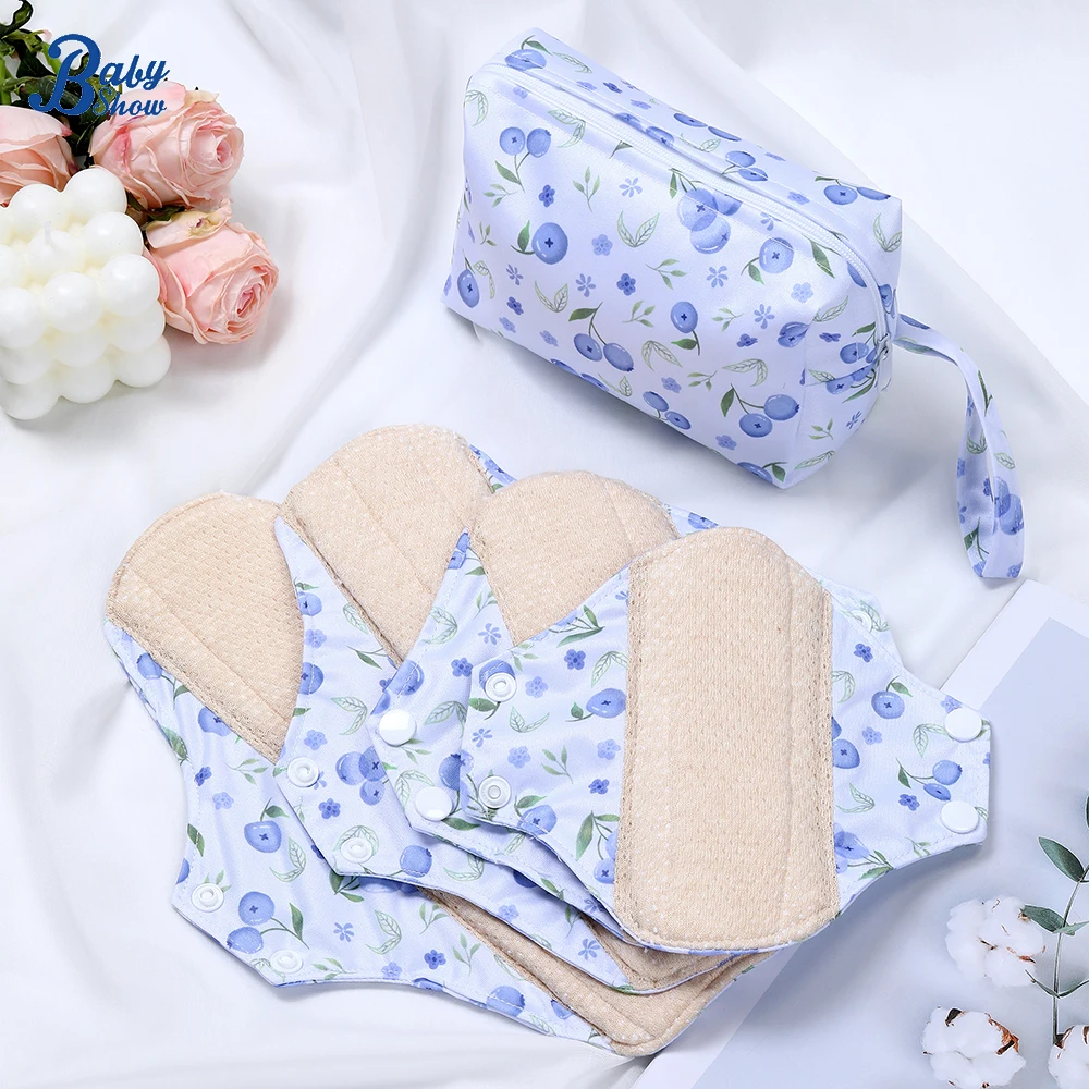 Set 4 unidades: mini bolsa húmeda y compresas lavables para mamá