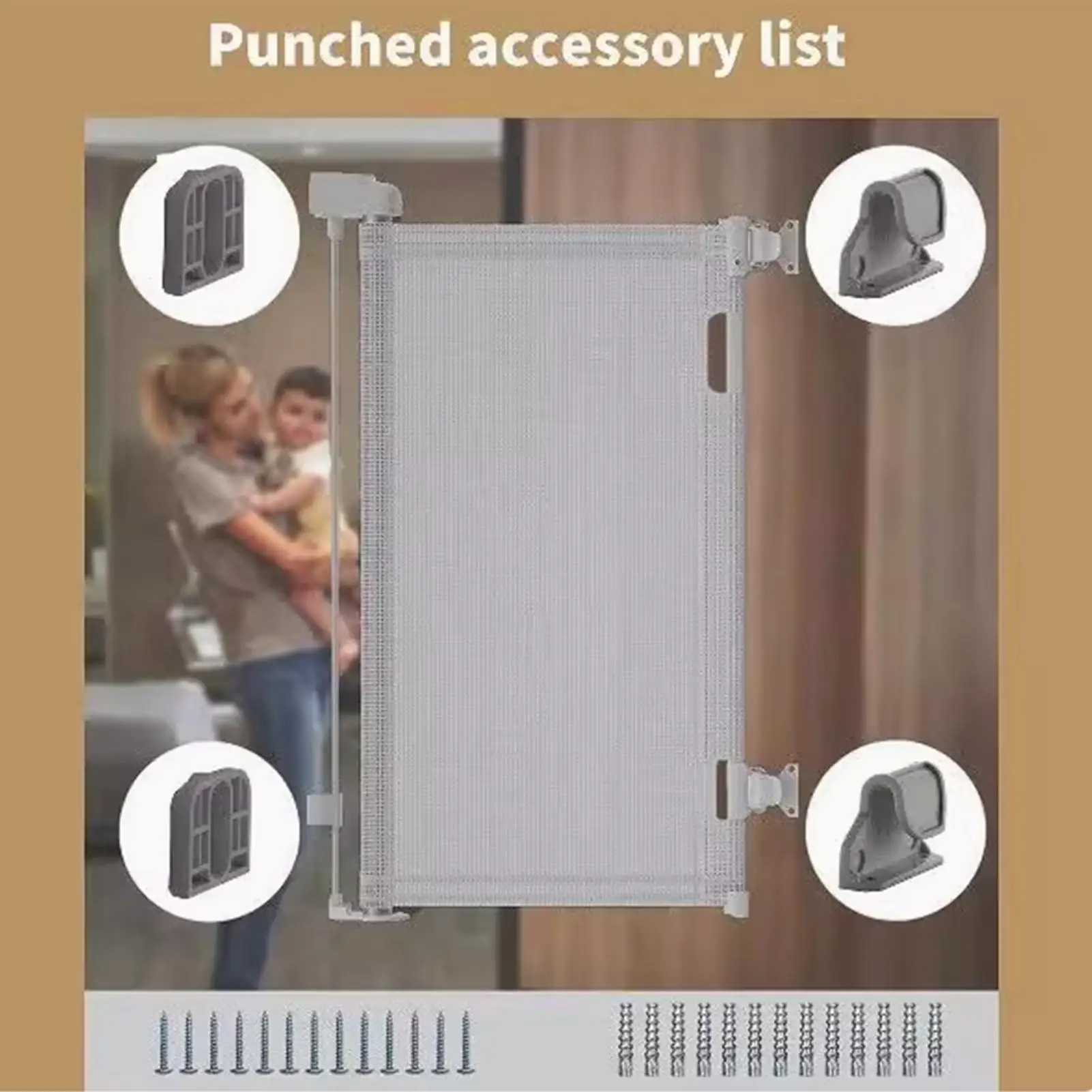 Puerta de seguridad infantil para escaleras con kit de montaje - imagen 3