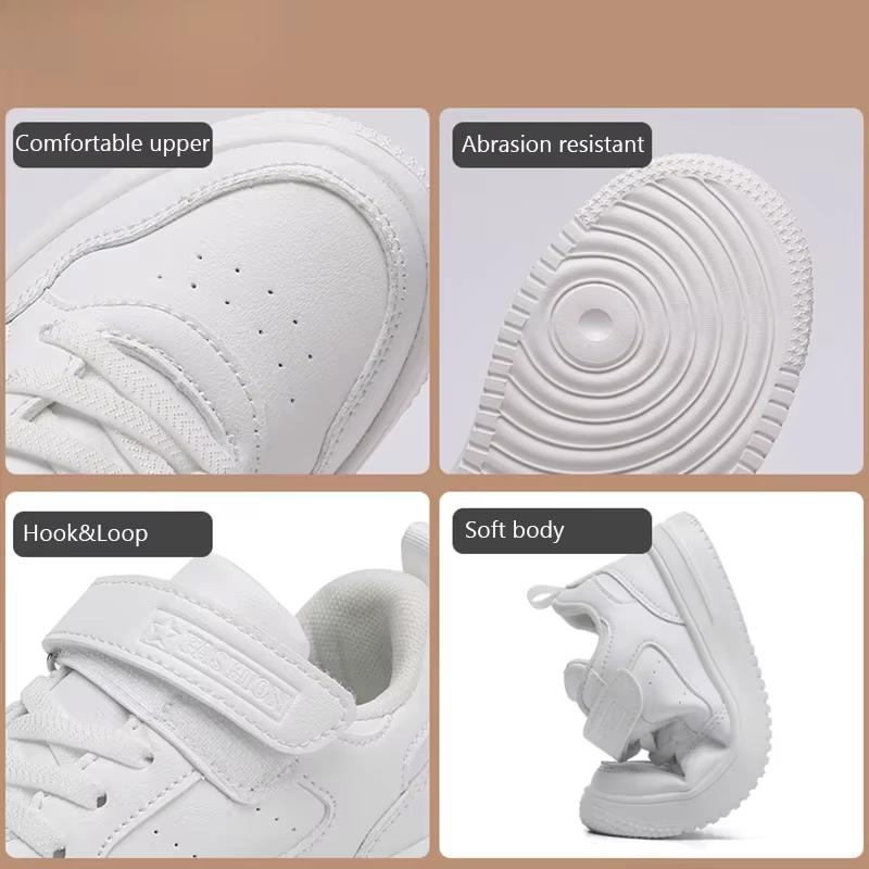 Zapatillas deportivas infantiles de cuero negro antideslizantes - imagen 4