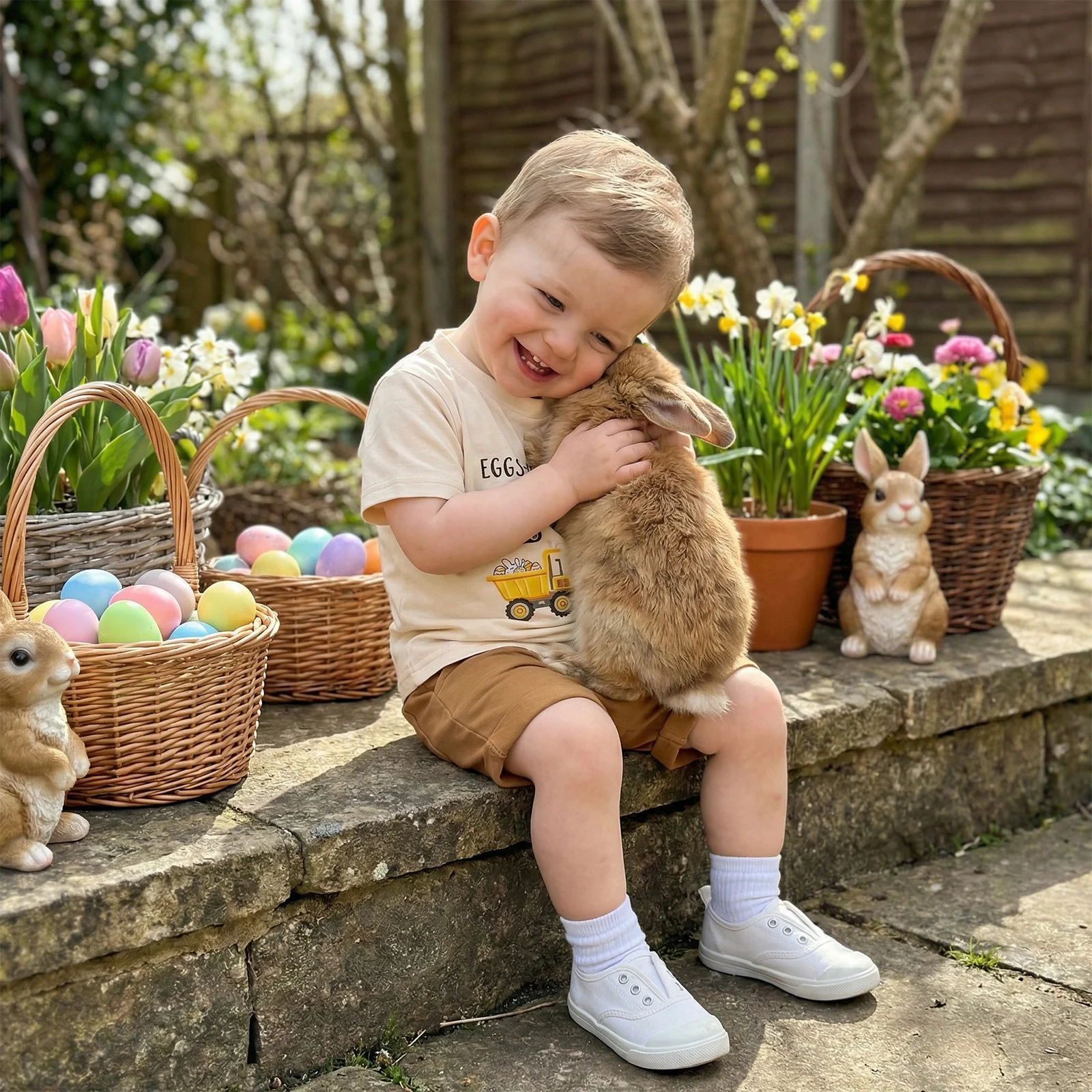 Conjunto de Pascua para niño: camiseta y pantalón corto conejito - imagen 5