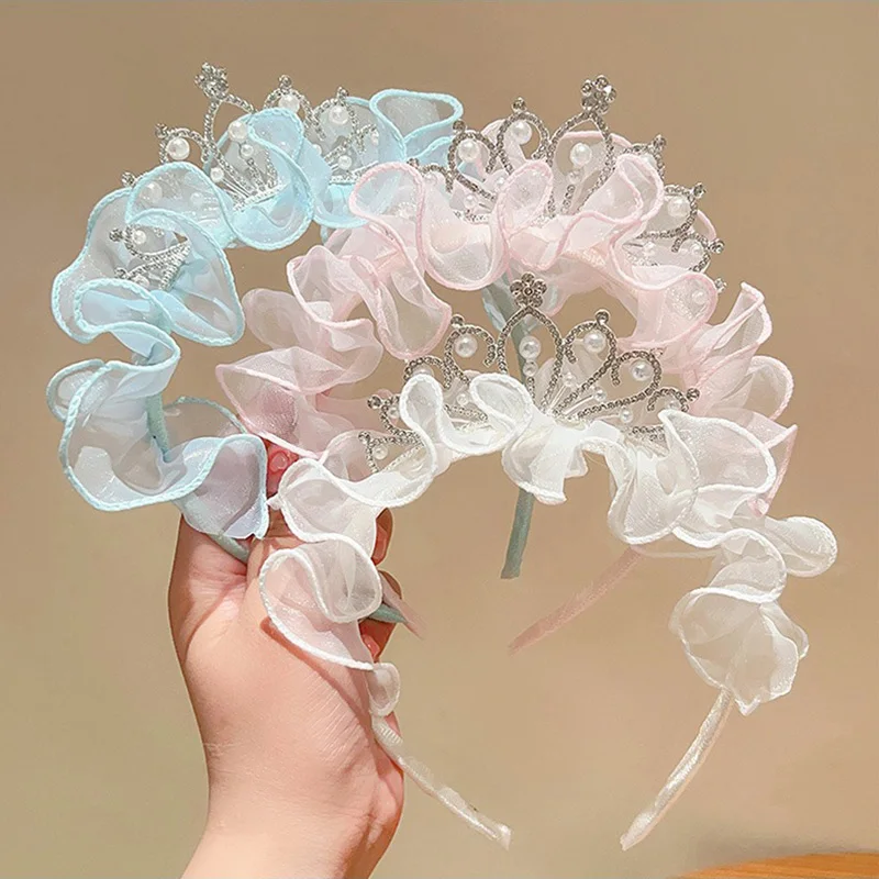 Diadema princesa con perlas y diamantes de imitación para niña - imagen 4