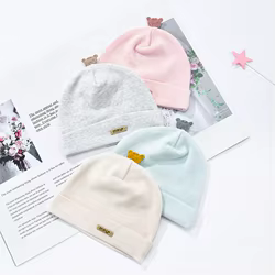 Gorro algodón suave con diseño oso para bebé recién nacido – Primavera/Otoño
