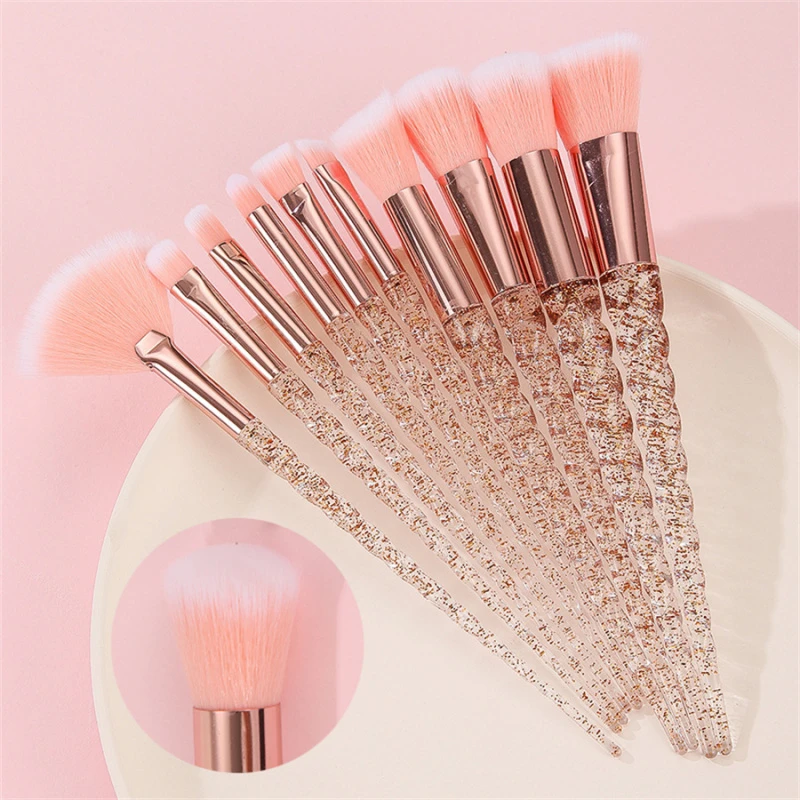 Brochas de maquillaje roscadas con mango espiral de cristal - imagen 2