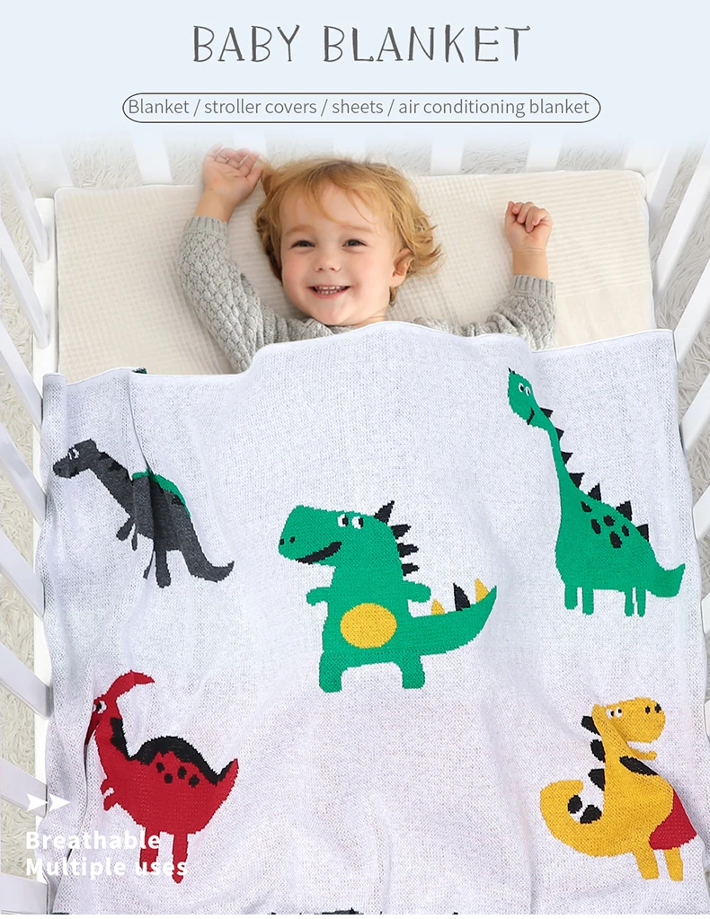 Manta de algodón con diseño de dinosaurio para bebé