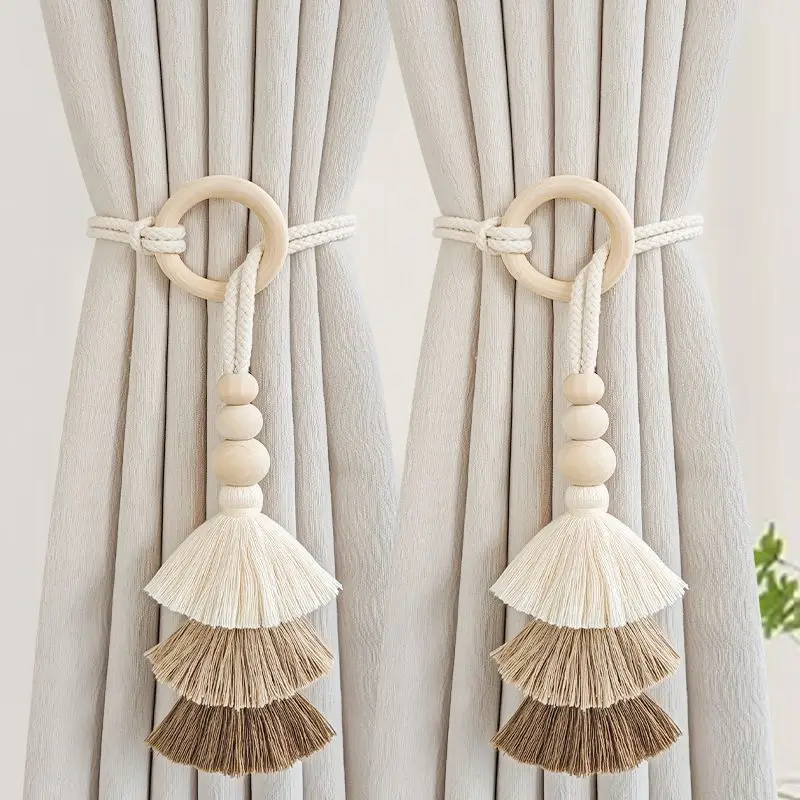 Correas de cortina con flecos tejidas y hebillas para decoración - imagen 3