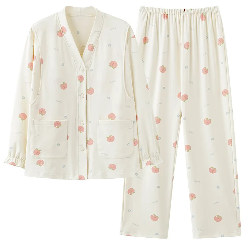 Pijama de lactancia antibacteriano en algodón para primavera y otoño - imagen 3