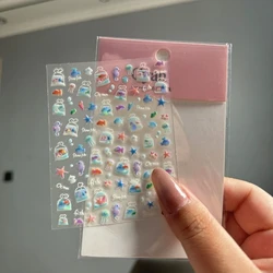 Pegatina holográfica Láser Océano con pez para cuadernos