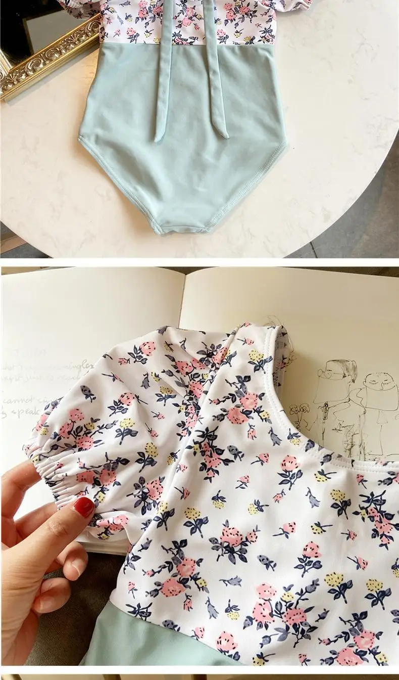Detalle del tejido y acabados del traje de baño infantil