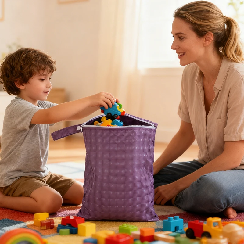 Bolsa impermeable de tela PU para pañales – Reutilizable y fácil de limpiar - imagen 5