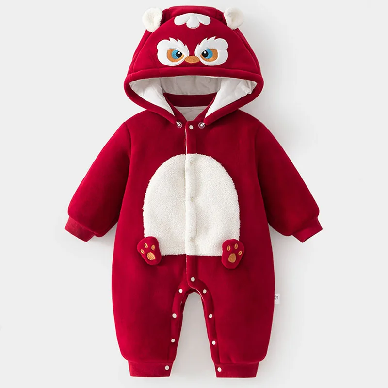 Pelele de invierno con capucha y gorro, bebé niña, Año Nuevo Chino
