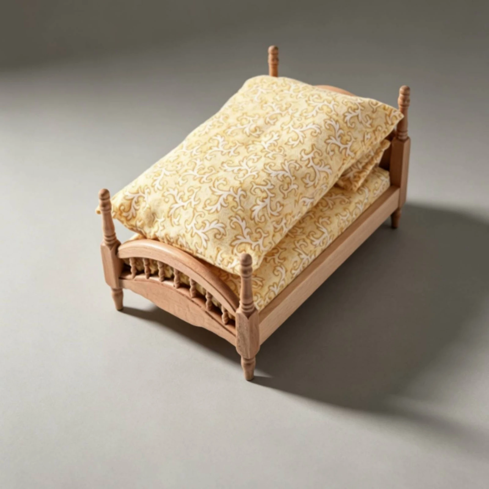 Cama para muñecas con colchón estilo europeo en miniatura individual - imagen 3