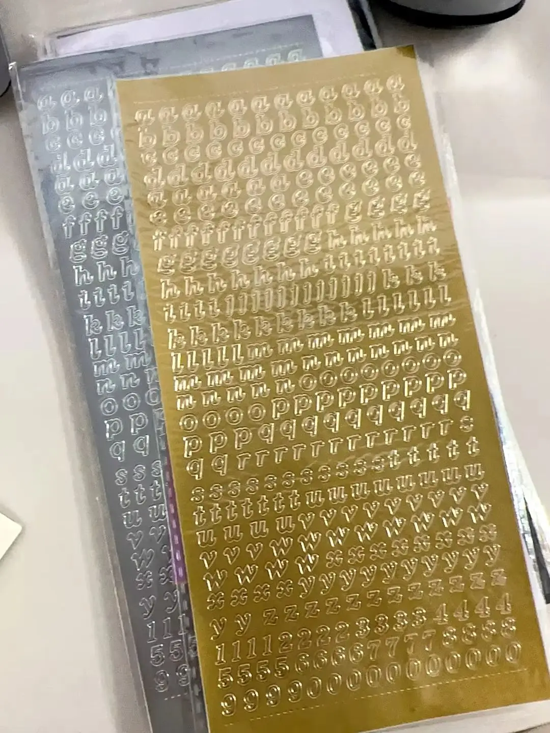 Pegatinas doradas con letras inglesas para álbum y diario artesanal - imagen 3