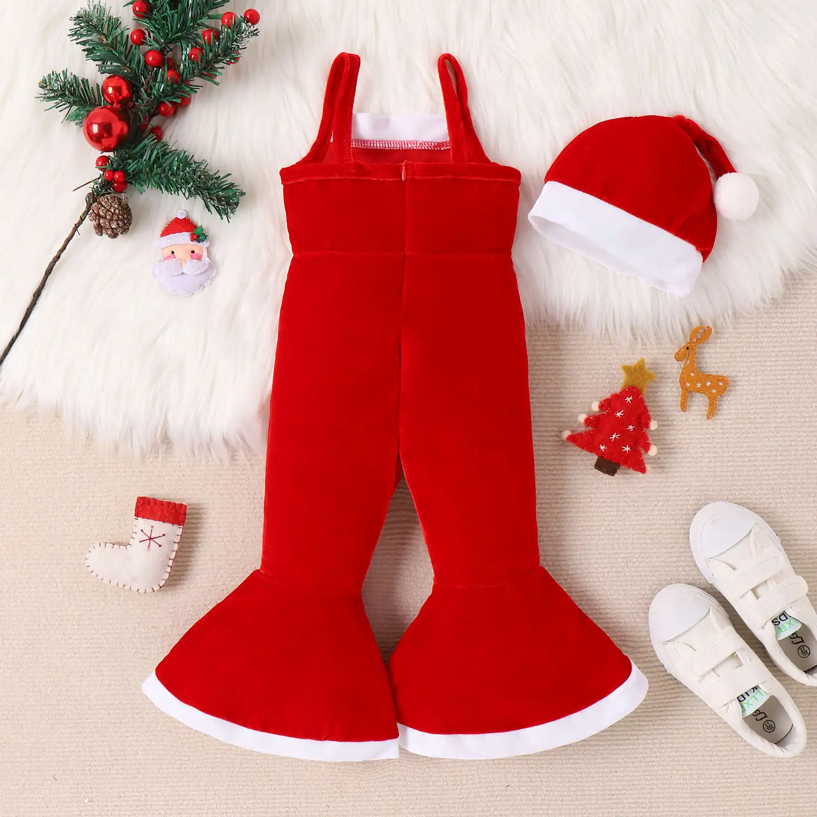 Pelele de forro polar rojo con gorro para bebé niña - imagen 5