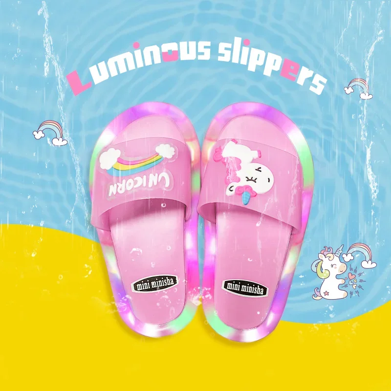Zapatillas infantiles con estampado de unicornio y luces - imagen 2