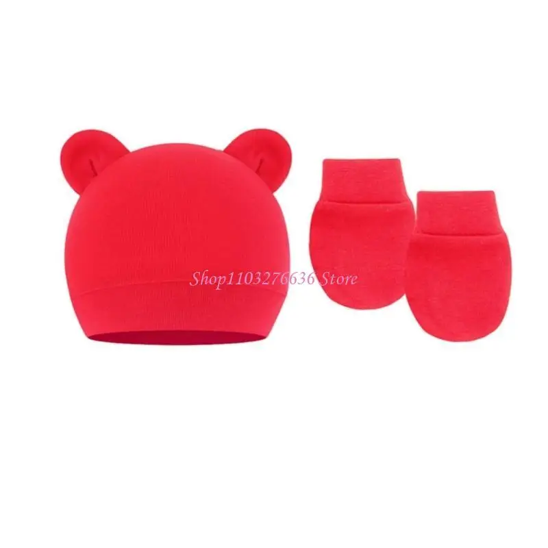 R6FD Gorro bebé algodón cálido transpirable con manoplas - imagen 2