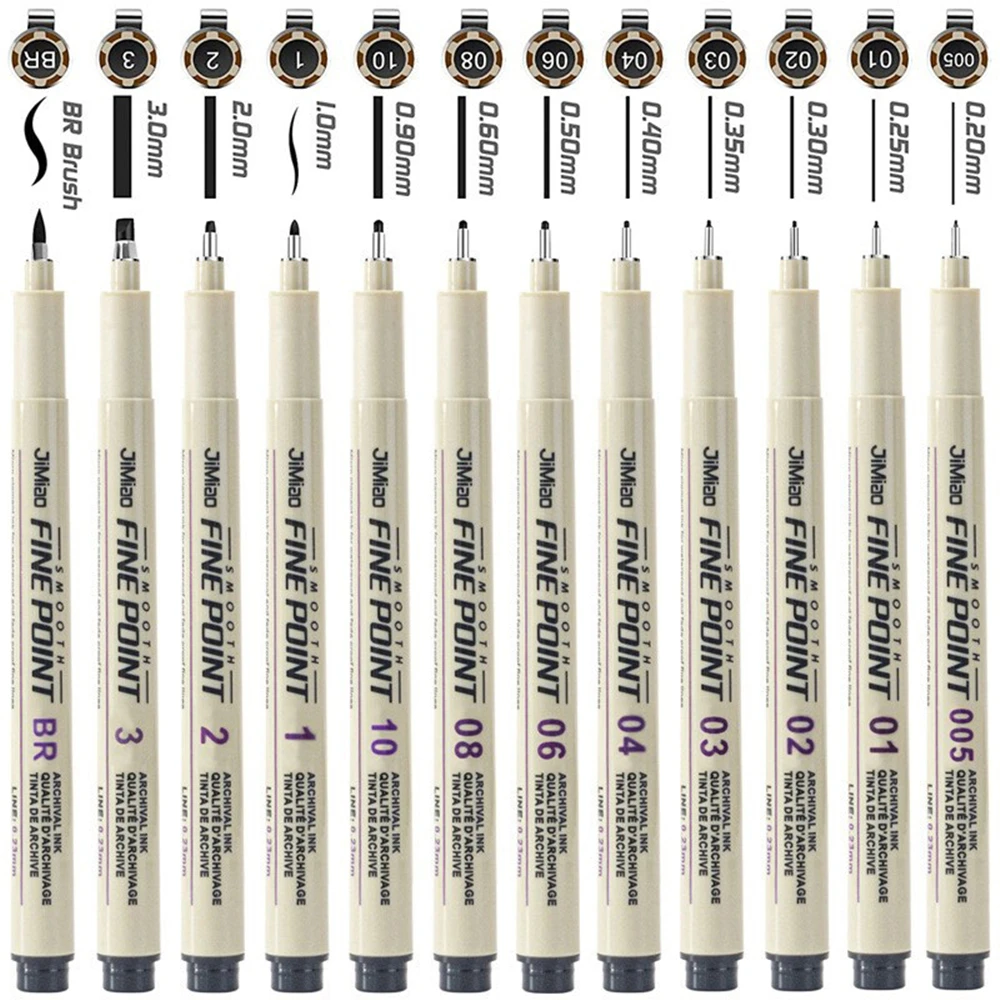 Bolígrafos micro fineliner negros para dibujo detallado
