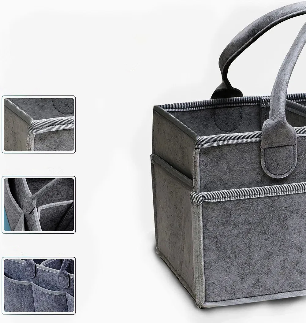 Bolsa de pañales de fieltro multifuncional grande para bebé - imagen 5