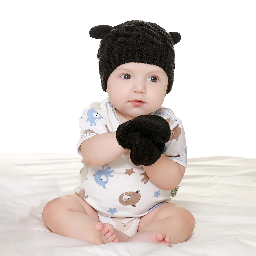 Gorro de punto cálido para bebé con orejas de dibujos animados - imagen 4