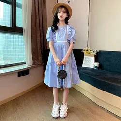 Vestido verano manga corta para niña cuello redondo liso