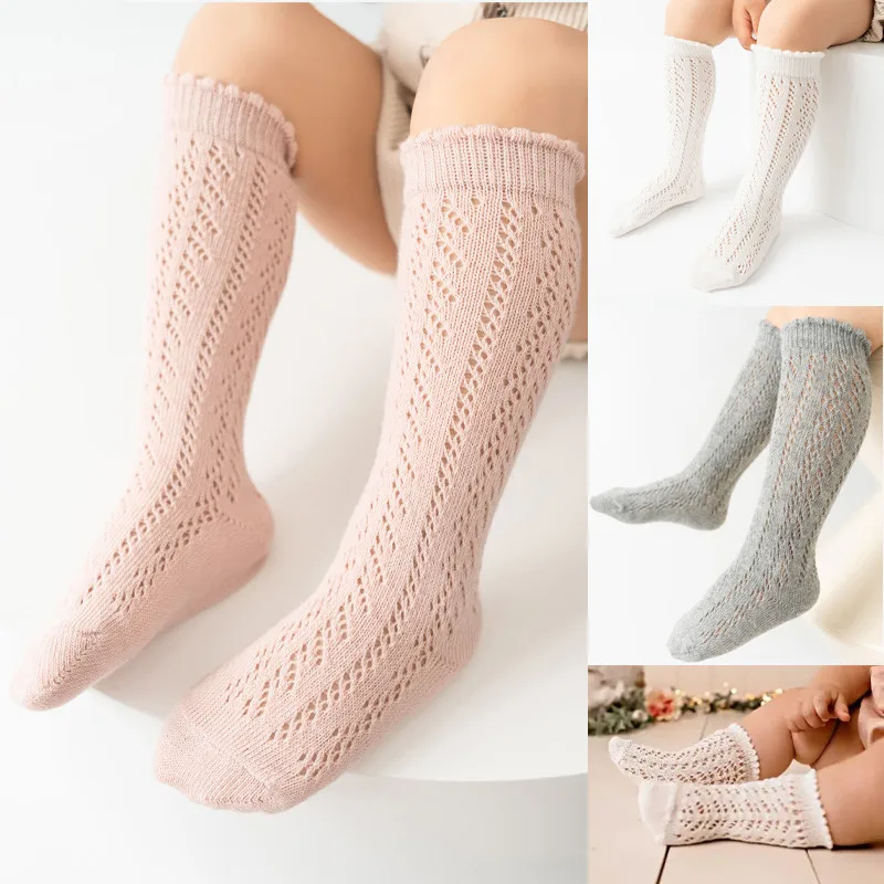 Calcetines de verano malla transpirables hasta rodilla algodón calados