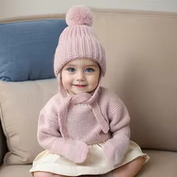 Gorro y manoplas de punto para bebé – Conjunto cálido y suave