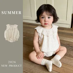 MILANCEL Mono de verano transpirable para bebé con flores bordadas