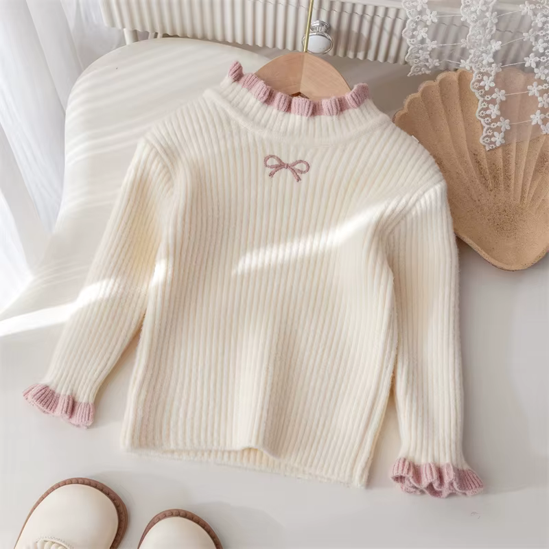 Jersey de invierno grueso con pajarita tejida para niños - imagen 3