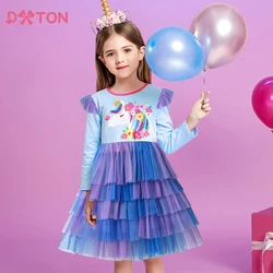 DXTON vestido floral de niña – Unicornio para fiesta escolar