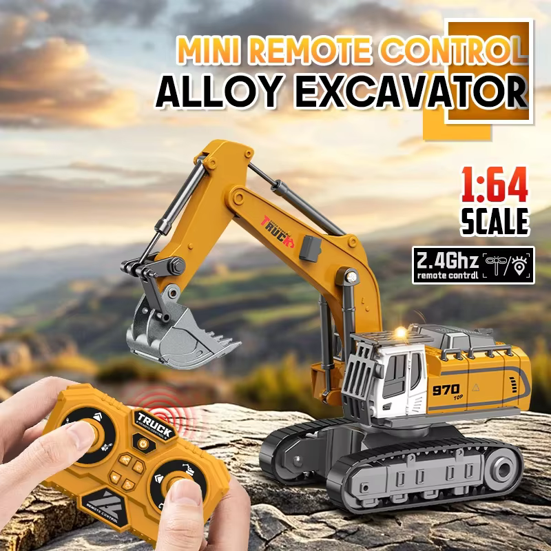 Excavadora RC 1/64 - Mini vehiculo de ingenieria con luces y sonido - imagen 3