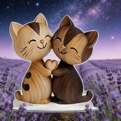 Figura decorativa de gato plana para escritorio con encanto