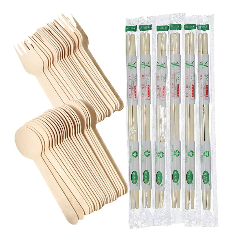 Vajilla de madera desechable para fiestas infantiles con cubiertos - imagen 4