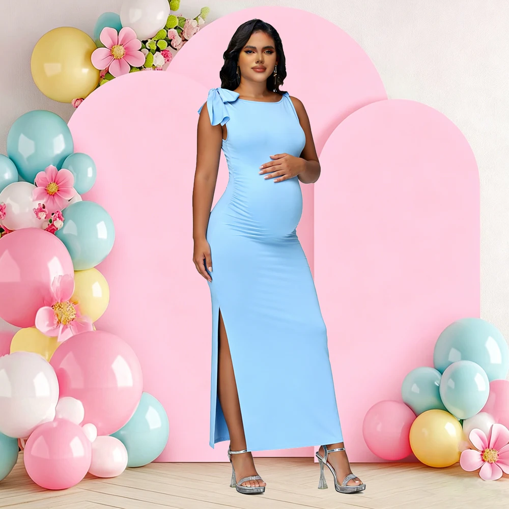 Vestido premamá sin mangas con lazo elegante para baby shower - imagen 4