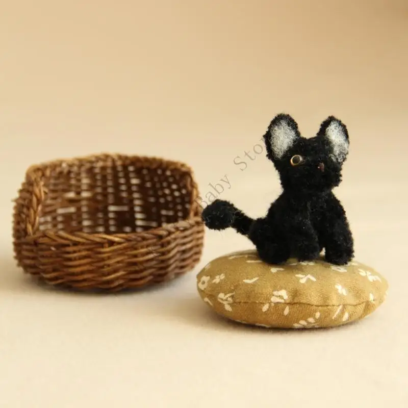 XXFE Casa de muñecas para gatos con cama de ratán y puerta - imagen 4