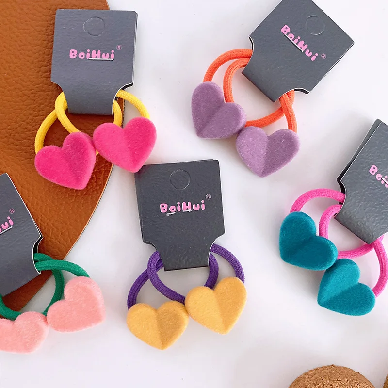 Diademas coreanas de terciopelo con corazón para bebé
