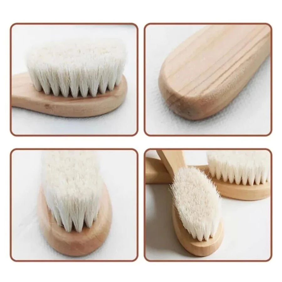 Peine para bebé en madera de haya y cepillo suave para masajes - imagen 4