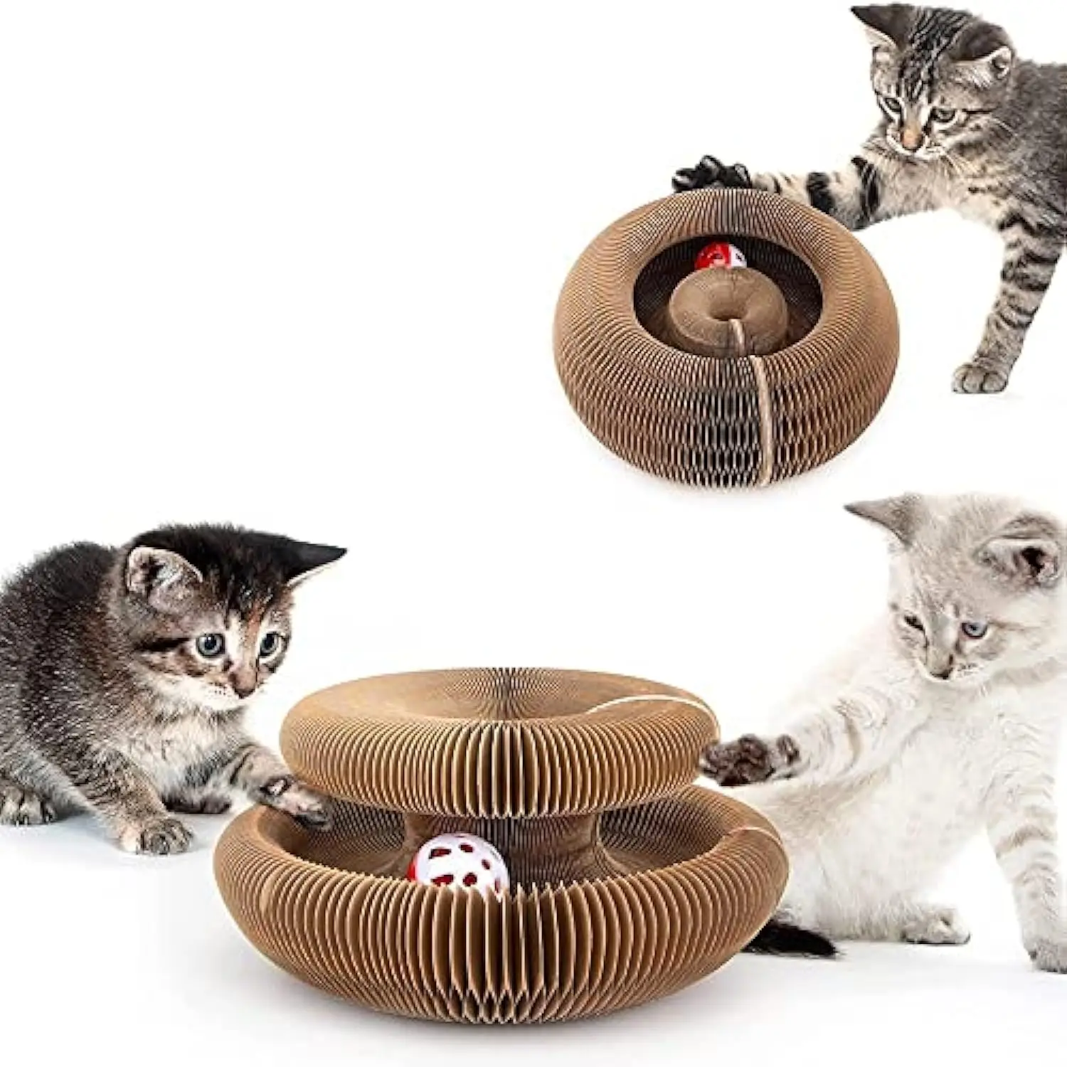 Rascador interactivo plegable para gatos con campana y juego - imagen 3