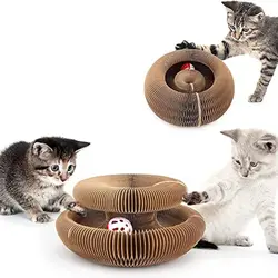 Rascador interactivo plegable para gatos con campana y juego