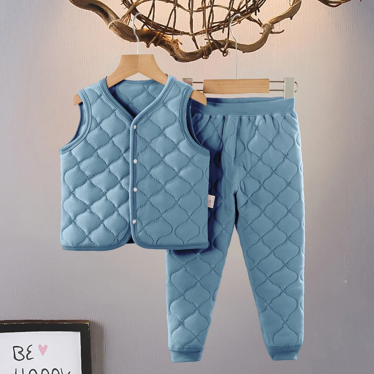 Conjunto térmico invierno algodón niños chaleco acolchado y pantalones - imagen 2