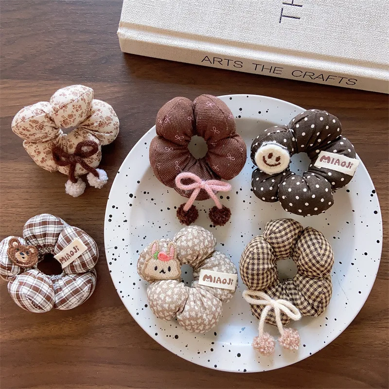 Coleteros elásticos infantiles con flores de algodón rellenas - imagen 3