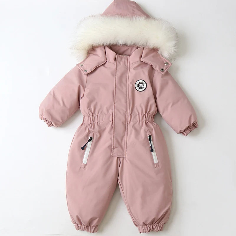 Traje de esquí bebé impermeable cálido acolchado en terciopelo
